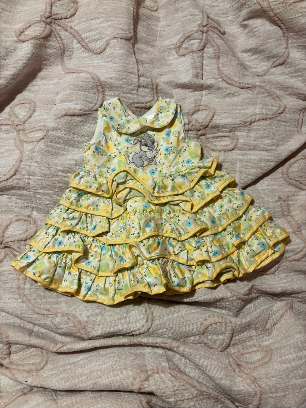 Vintage Disney Store Baby Thumper Bambi Floral Ruffle Dress 0–3 Months Easter